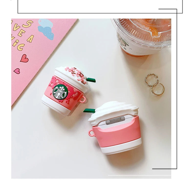 Starbucks 'Strawberries and Cream Frappuccino' AirPods Case Shock Proof Cover