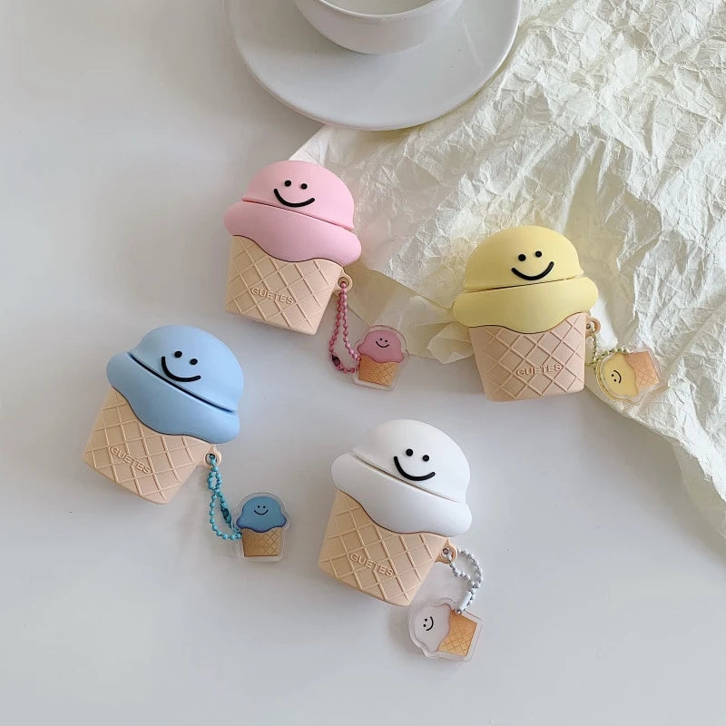 Cute Smiling Ice Cream Cone Premium AirPods Pro Case Shock Proof Cover