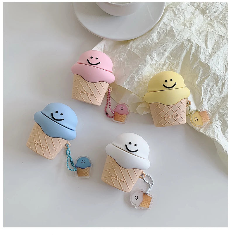 Cute Smiling Ice Cream Cone Premium AirPods Pro Case Shock Proof Cover