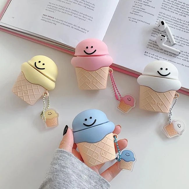 Cute Smiling Ice Cream Cone Premium AirPods Pro Case Shock Proof Cover