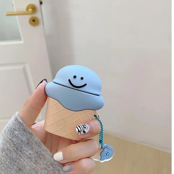 Cute Smiling Ice Cream Cone Premium AirPods Case Shock Proof Cover