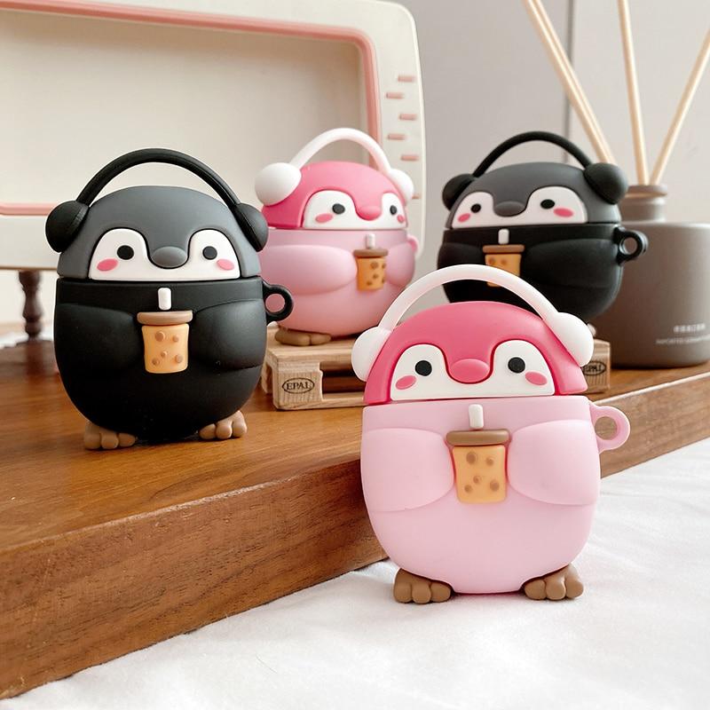 Cute Milk Tea Music Penguin Premium AirPods Pro Case Shock Proof Cover