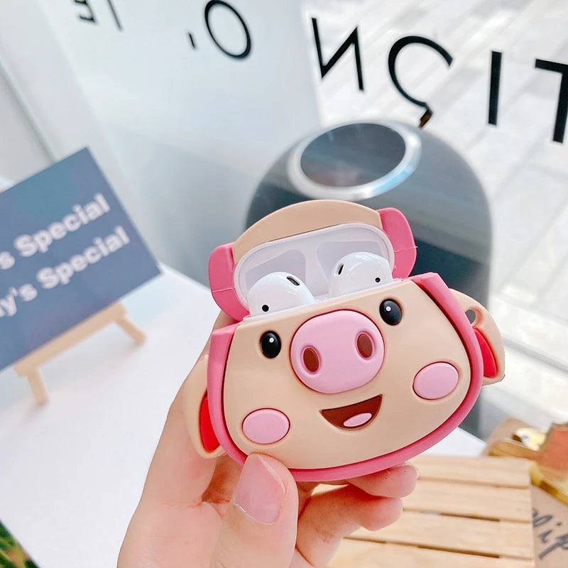 Cute Cartoon Pig in Hat Premium AirPods Case Shock Proof Cover