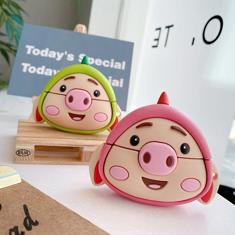 Cute Cartoon Pig in Hat Premium AirPods Case Shock Proof Cover