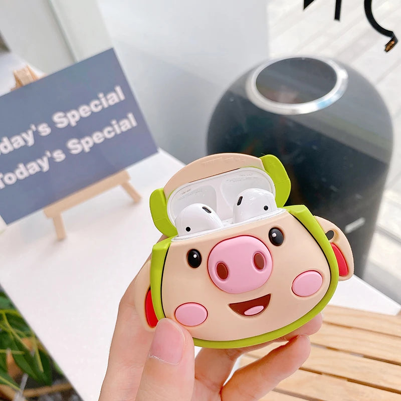 Cute Cartoon Pig in Hat Premium AirPods Case Shock Proof Cover