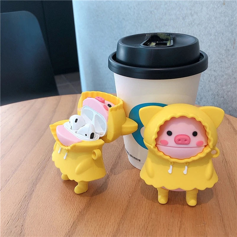 Pig in a Raincoat Premium AirPods Case Shock Proof Cover