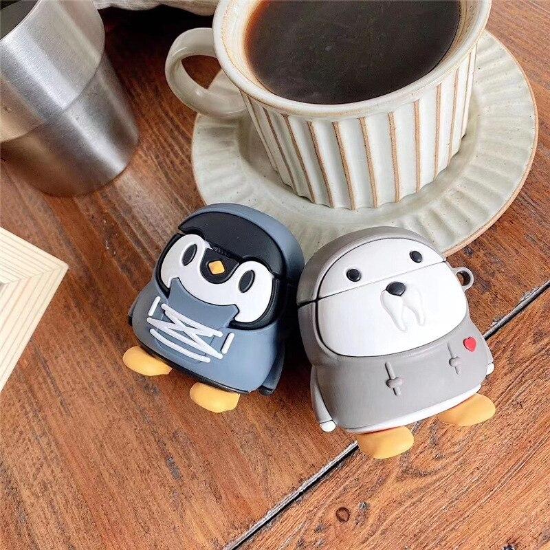 Penguin in a Cute Hoodie Premium Airpods Case Shock Proof Cover