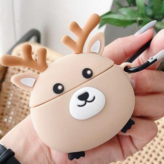 Cute Round Reindeer Premium AirPods Pro Case Shock Proof Cover