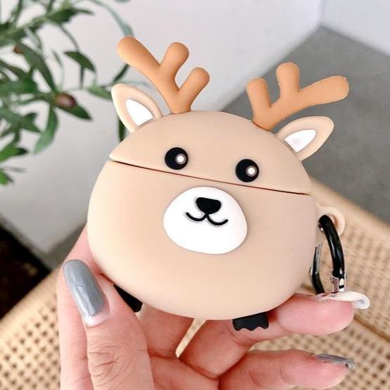 Cute Round Reindeer Premium AirPods Pro Case Shock Proof Cover