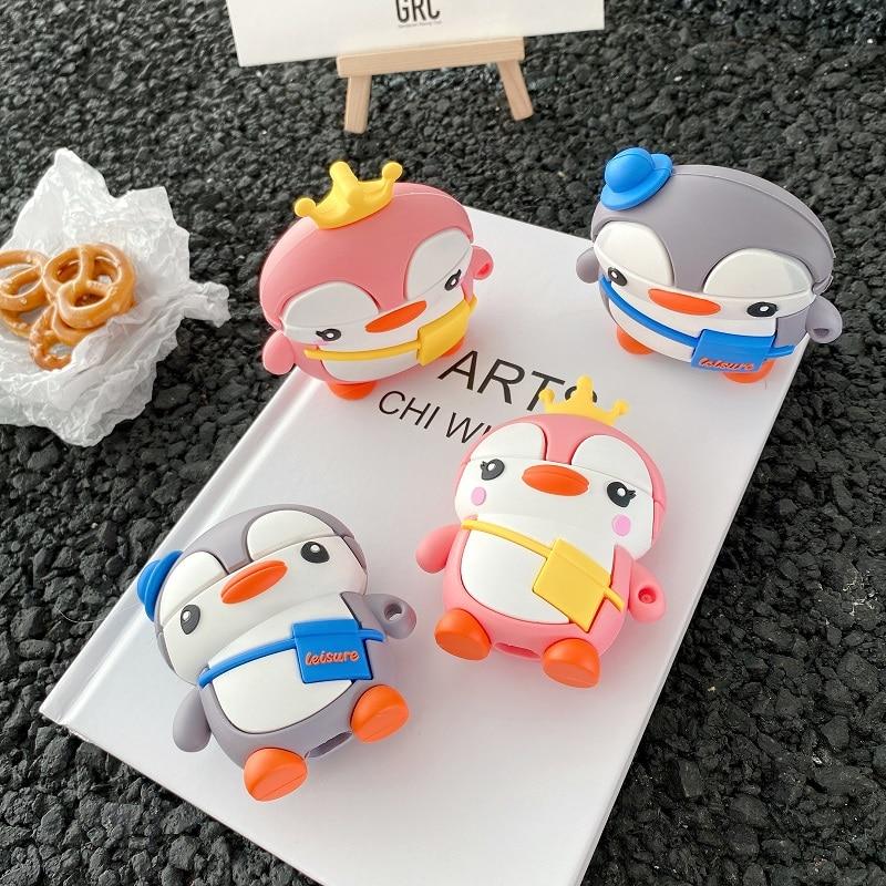 Cute Traveling Penguin Premium AirPods Case Shock Proof Cover