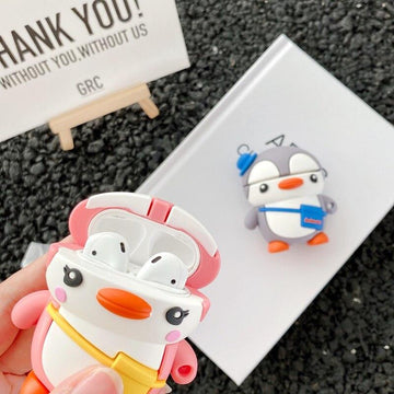 Cute Traveling Penguin Premium AirPods Case Shock Proof Cover