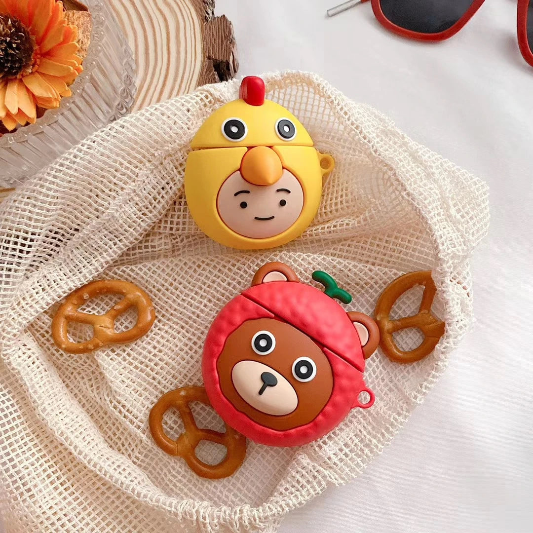 Cute Bear in a Lychee Costume Premium AirPods Case Shock Proof Cover