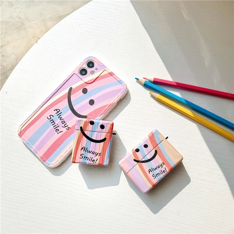 Cute 'Always Smile' AirPods Case Shock Proof Cover