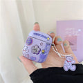 Cute Purple Bear 'Don't Give Up' AirPods Case Shock Proof Cover