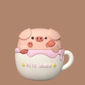 Cute Pig in a Tea Cup Premium AirPods Case Shock Proof Cover