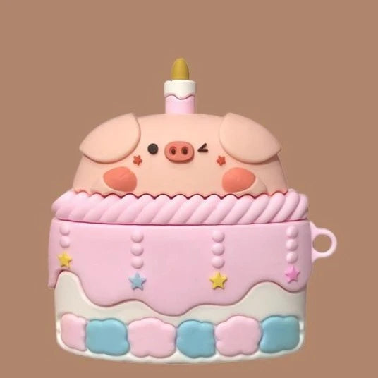 Cute Pig in Cake Premium AirPods Pro Case Shock Proof Cover