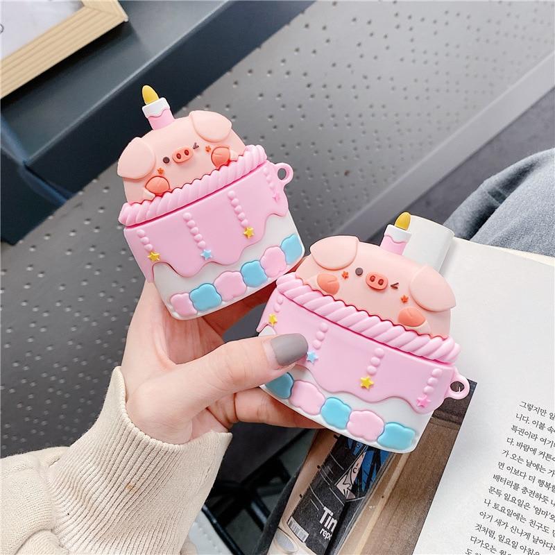 Cute Pig in Cake Premium AirPods Case Shock Proof Cover