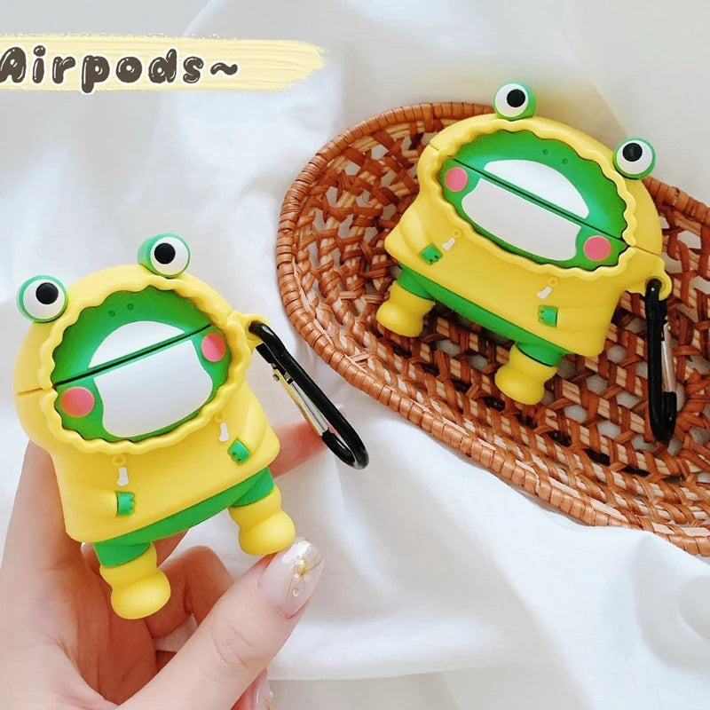 Cute Frog in a Raincoat Premium AirPods Case Shock Proof Cover