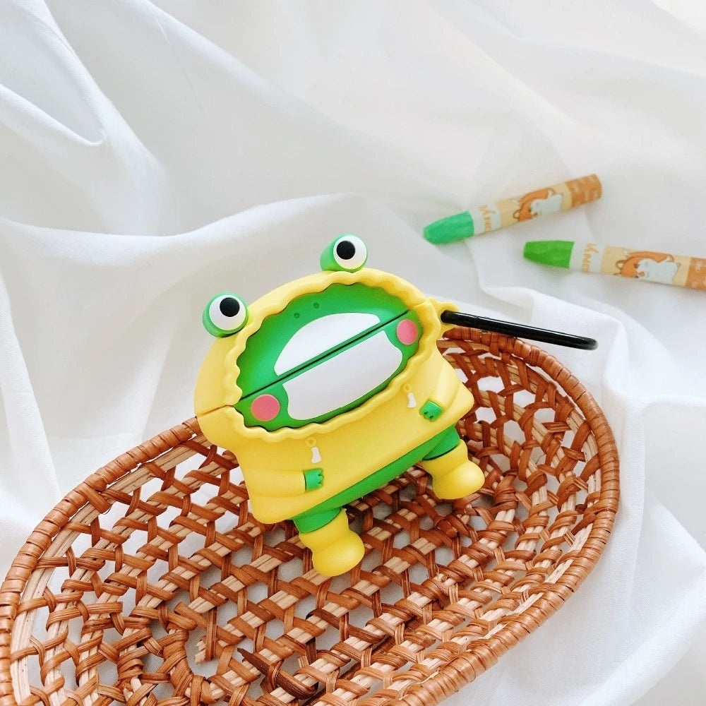 Cute Frog in a Raincoat Premium AirPods Case Shock Proof Cover