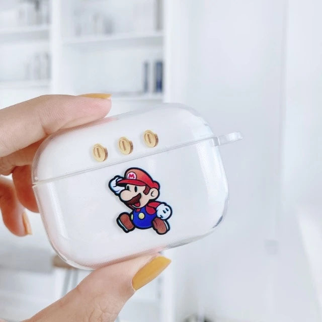 Super Mario Bros 'Coins' Clear Acrylic AirPods Pro Case Shock Proof Cover