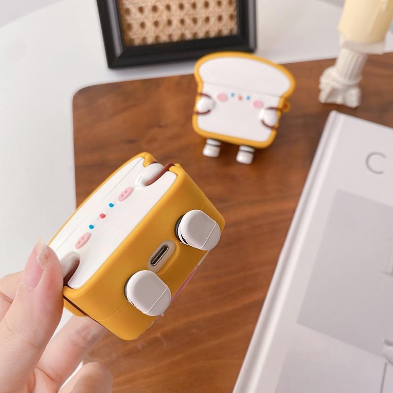 Cute Cartoon Bacon Bread with Backpack Premium AirPods Case Shock Proof Cover