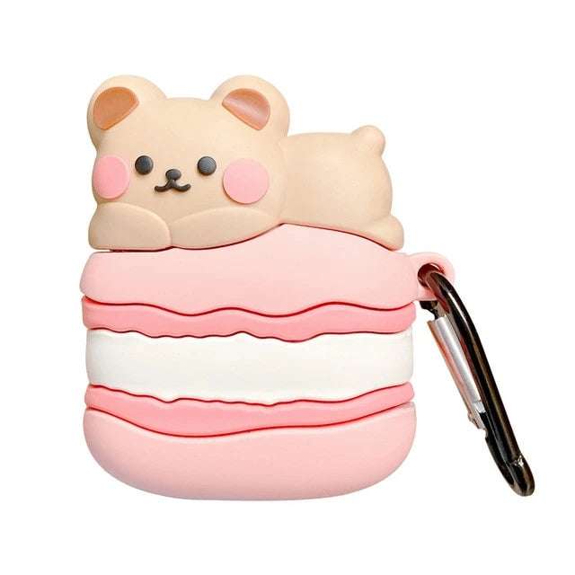 Cute Macaroon Bear Premium AirPods Case Shock Proof Cover