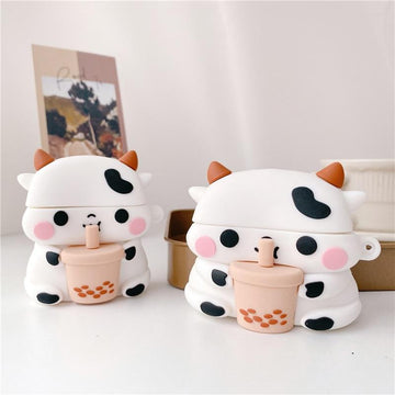 Cute Bubble Tea Cow Premium AirPods Pro Case Shock Proof Cover