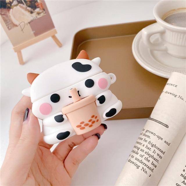 Cute Bubble Tea Cow Premium AirPods Pro Case Shock Proof Cover