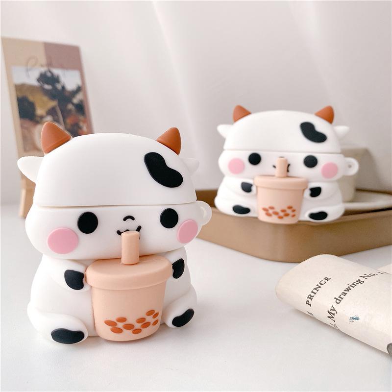 Cute Bubble Tea Cow Premium AirPods Pro Case Shock Proof Cover