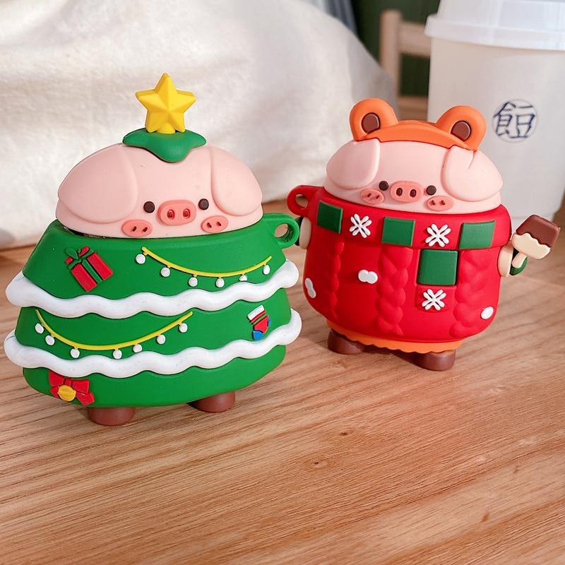 Cute Christmas Tree Pig Premium AirPods Pro Case Shock Proof Cover