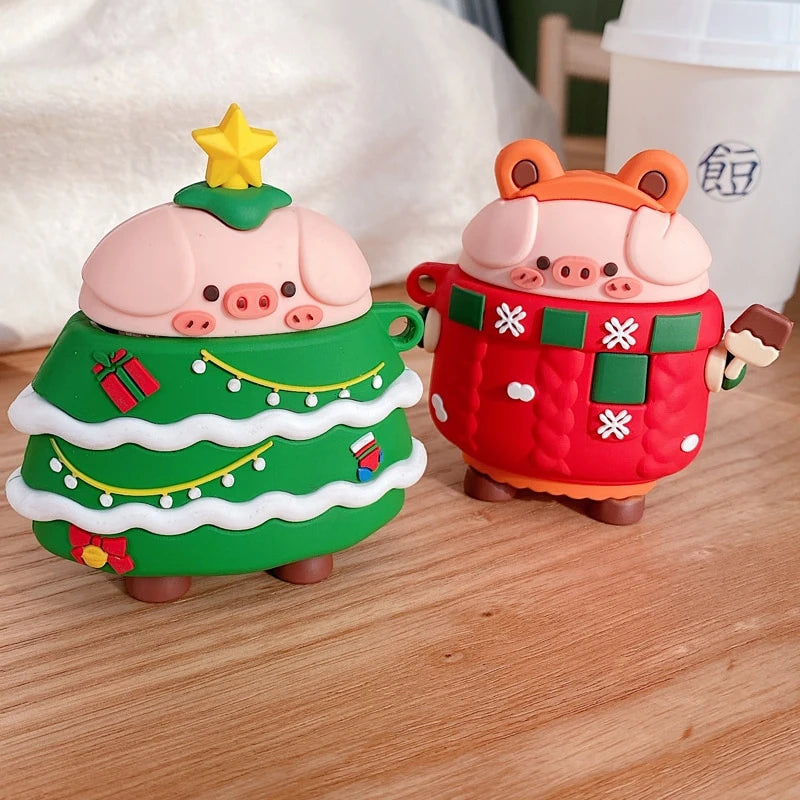 Cute Christmas Tree Pig Premium AirPods Case Shock Proof Cover