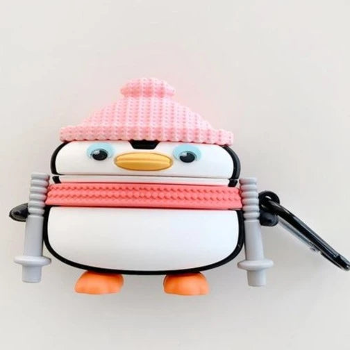 Cute Cross Country Skiing Penguin Premium AirPods Pro Case Shock Proof Cover