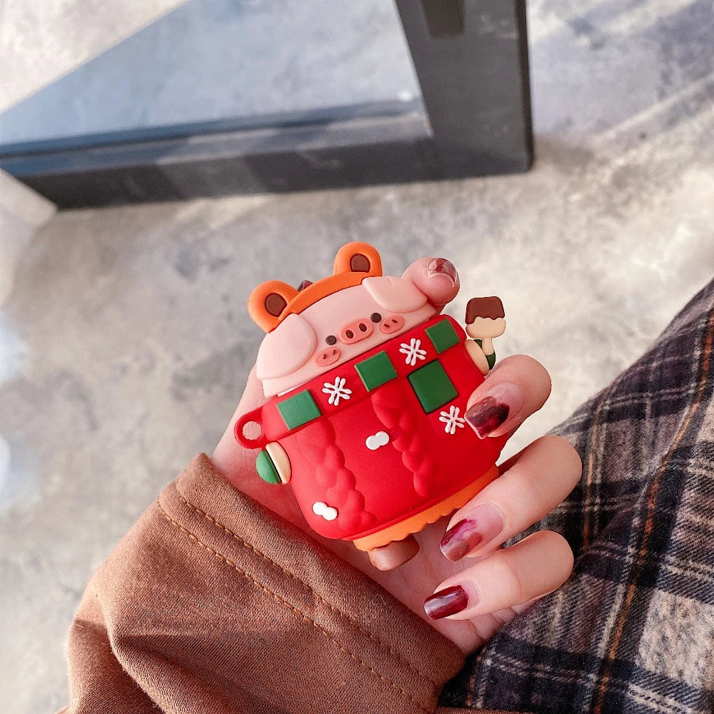 Cute Christmas Pig Premium AirPods Pro Case Shock Proof Cover