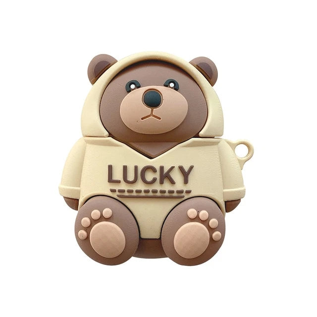 Cute Lucky Teddy Bear Premium AirPods Case Shock Proof Cover