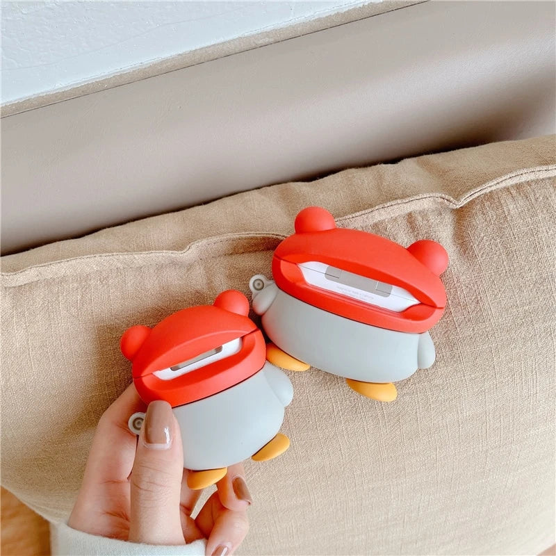 Cute Penguin in Fox Hat Premium AirPods Case Shock Proof Cover