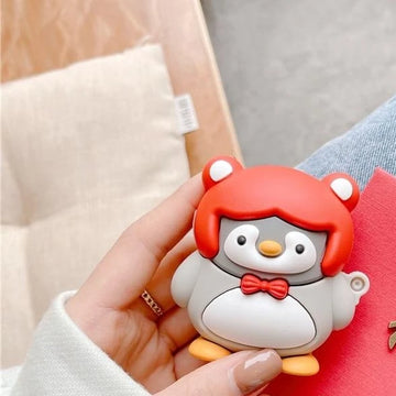 Cute Penguin in Fox Hat Premium AirPods Case Shock Proof Cover