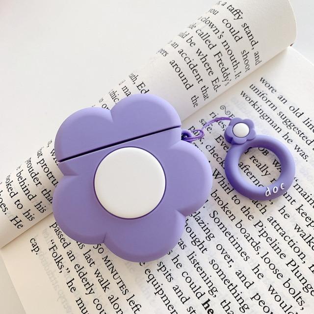 Purple Flower Premium AirPods Case Shock Proof Cover