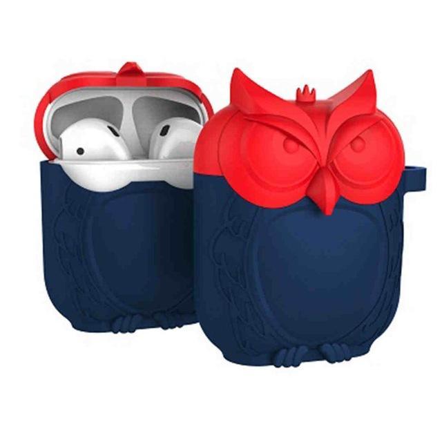 Red and Navy Owl AirPods Case Shock Proof Cover