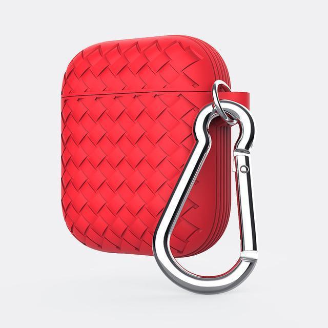 Red Basket Weave AirPods Case Shock Proof Cover