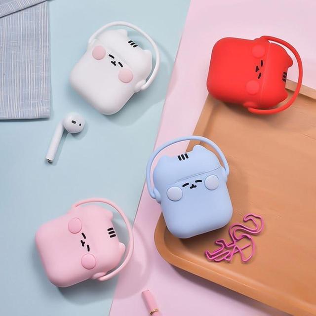 Red Headphones Cat AirPods Case Shock Proof Cover