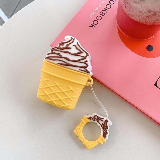 Vanilla w/Chocolate Drizzle Ice Cream Cone Premium AirPods Case Shock Proof Cover