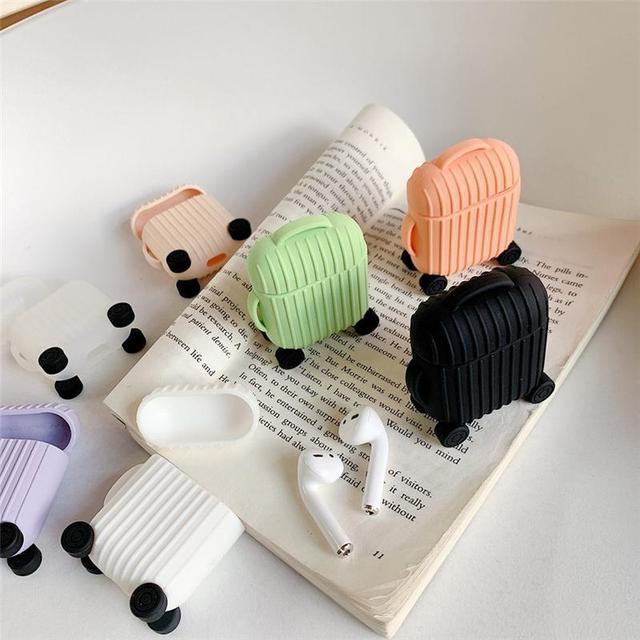 White Round Luggage AirPods Case Shock Proof Cover