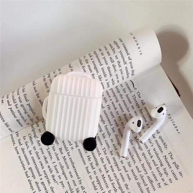 White Round Luggage AirPods Case Shock Proof Cover